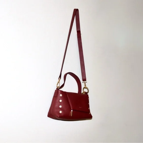 Hammitt Brushed Gold Pebble Leather VIP Satchel in Pomodoro Red - Picture 5 of 15